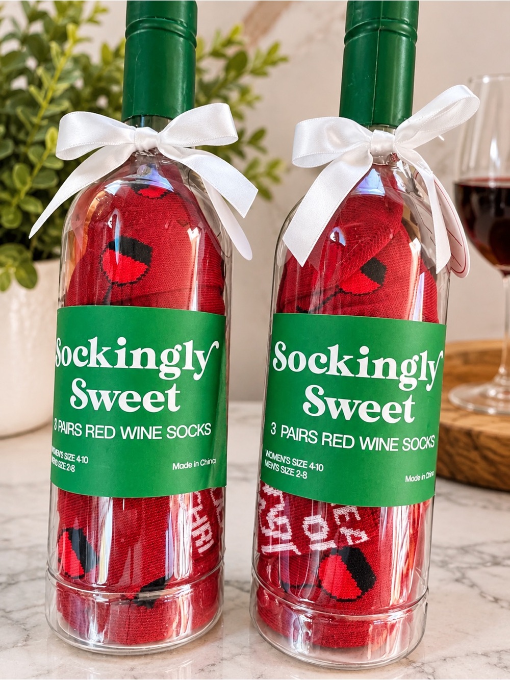 Total of 6 pairs - Sockingly Sweet Red Wine Socks - Red - Unbranded